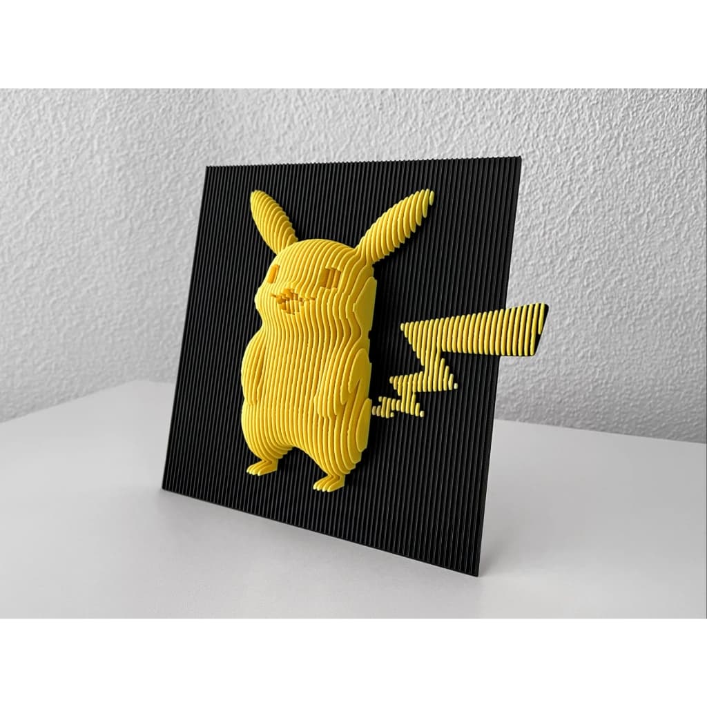 Quadro 3D Pikachu Decoração Geek Arte Parede em Camadas Otaku Gamer
