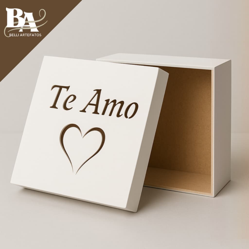 Caixa Decorativa Te Amo Organização Lembrancinha Convites Em MDF