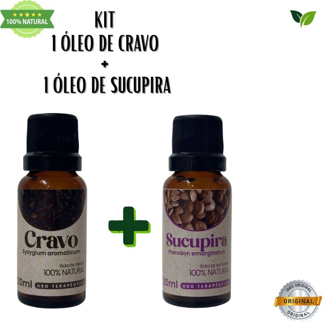 kit oleo de cravo + oleo de sucupira 100% natural 20 ml