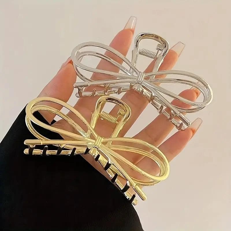 Presilhas De Cabelo De metal Simples Para Mulheres Piranha Com Laço