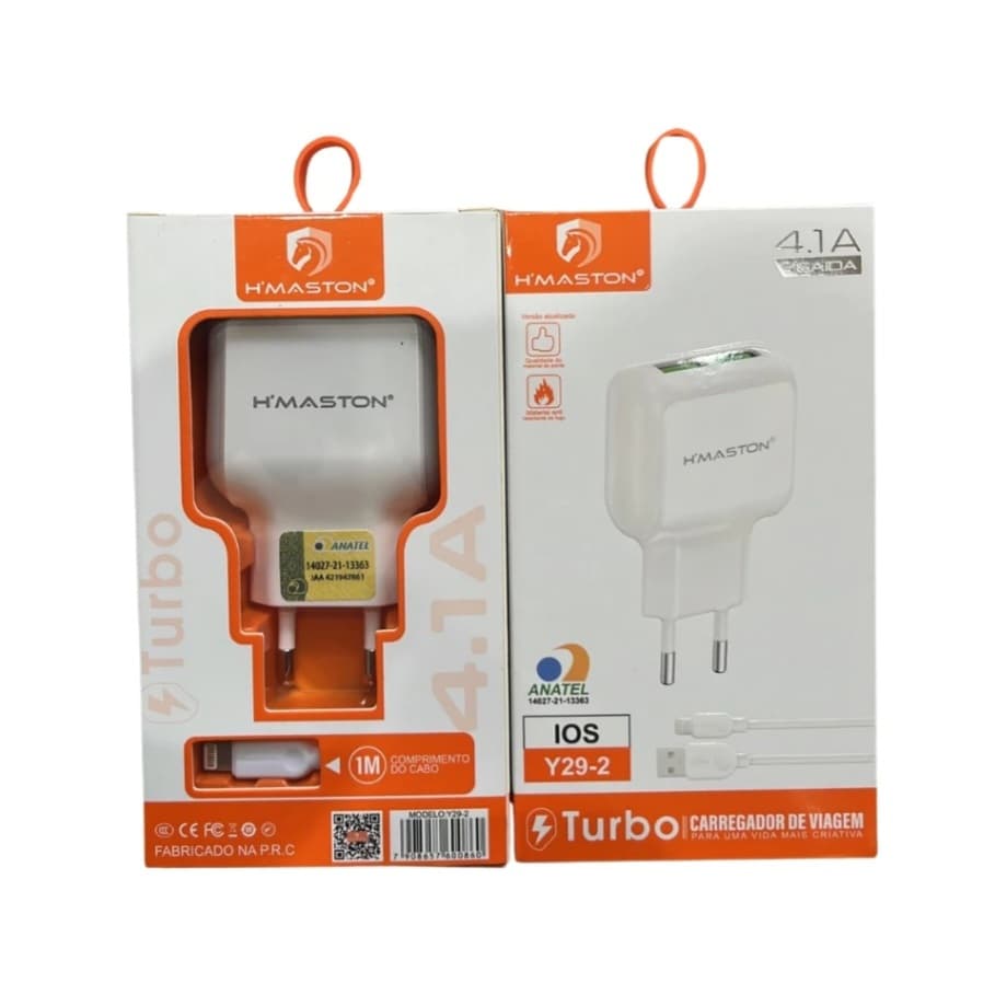 Carregador Turbo 2 H'maston + Cabo 1m P/ iPhone 4.1a - Y29-2