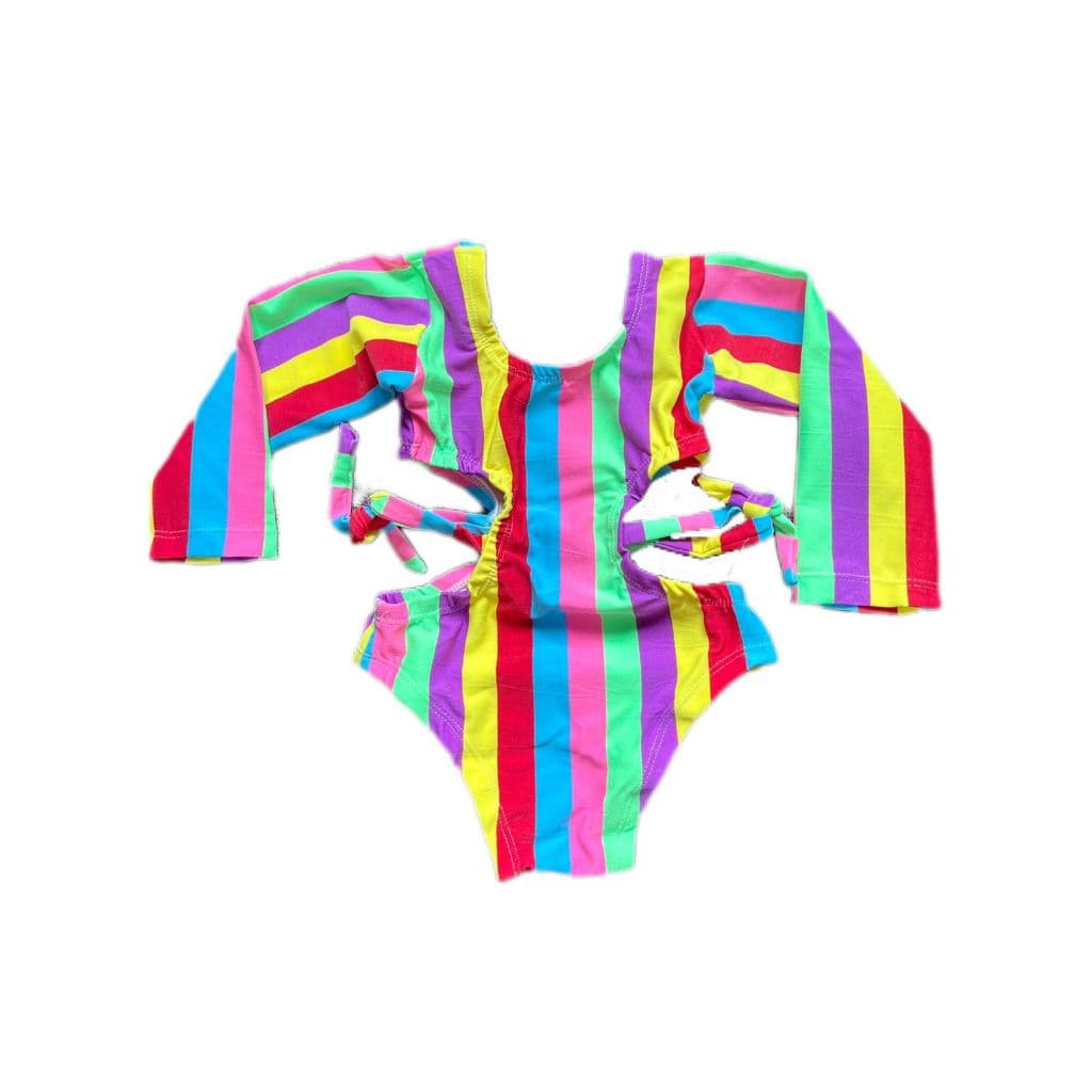Maiô Infantil Neon Manga Longa Listrado