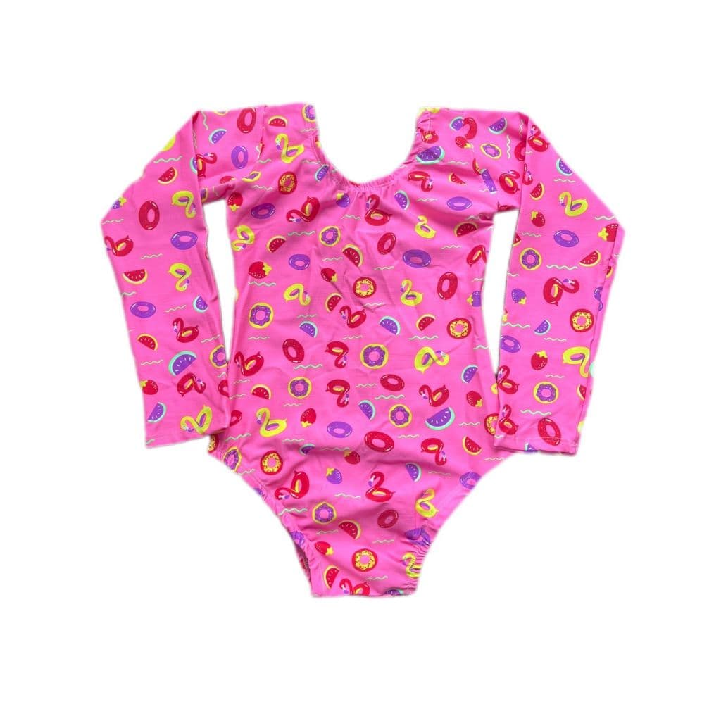 Maiô Infantil Feminino Manga Longa Verde