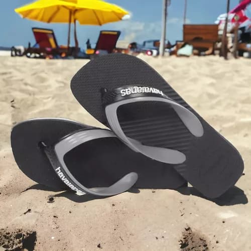 Havaianas Masculina Dual FC Original – Preto/Cinza com Estilo e Conforto