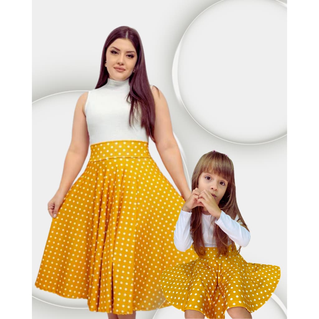 LINDO KIT SAIA POÁ MÃE  E FILHA   ANOS 60. Mostarda ref.170