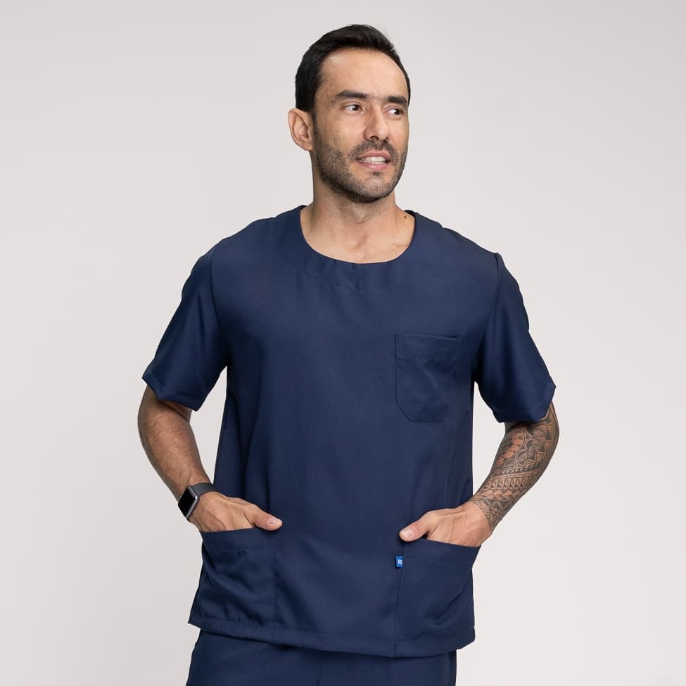 Scrub Conjunto Pijama Cirúrgico Gabardine Conjunto Masculino Gola redonda