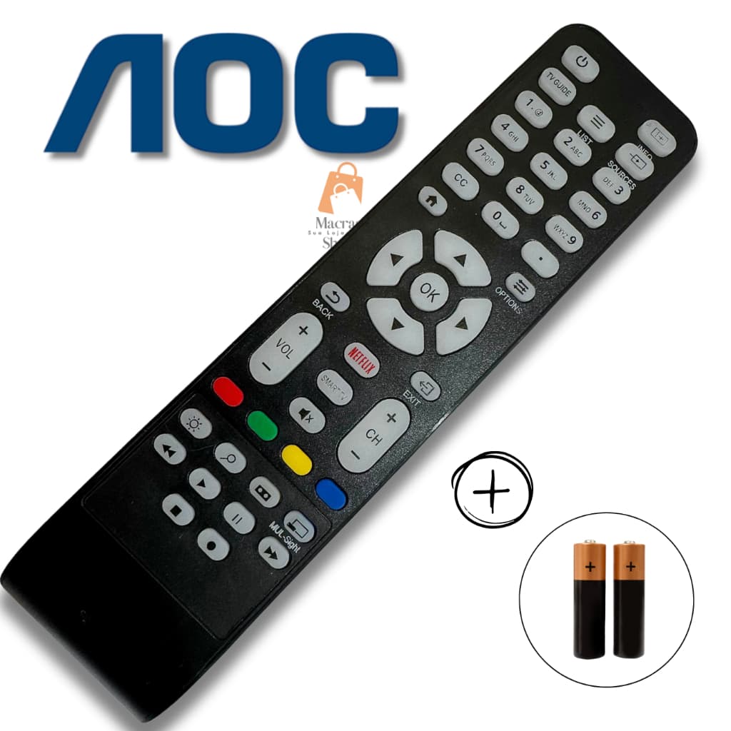 Controle Remoto Compativel AOC Smart TV C/Netflix