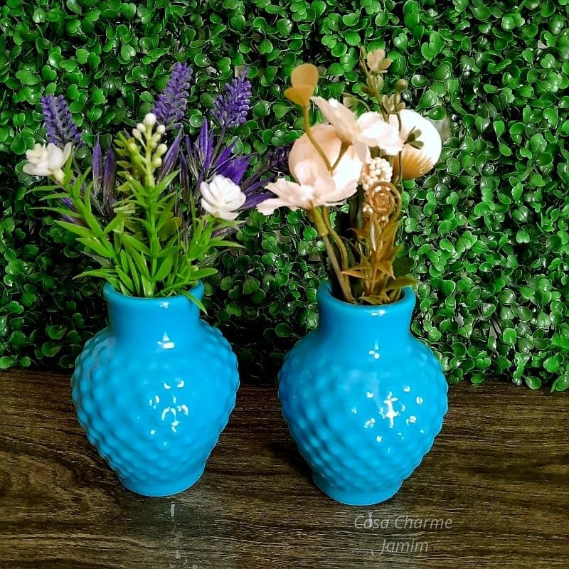 Vaso bico louça cerâmica esmaltada pequeno cor azul bebê festas eventos aniversarios chá revelação mesa posta