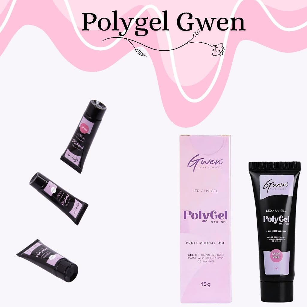 Kit 3 Polygel Para Alongamento de Unhas - Cores: White, Clear, e Nude Pink
