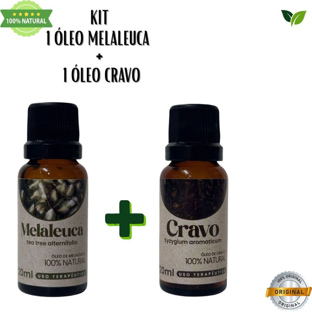 kit oleo de melaleuca + oleo de cravo fungos e micose de unhas 20 ml