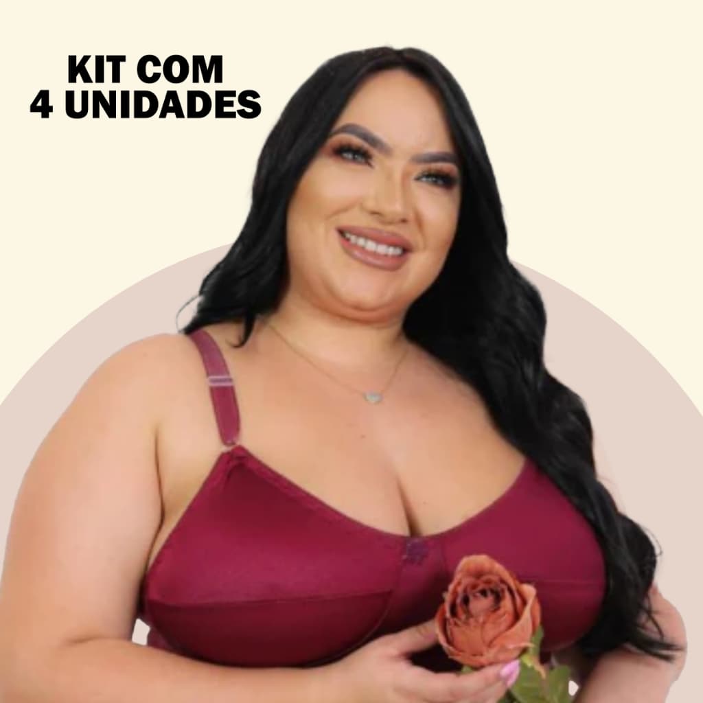 Kit 4 Sutiã Reforçado De Aperto Luxo Sem Bojo Premium