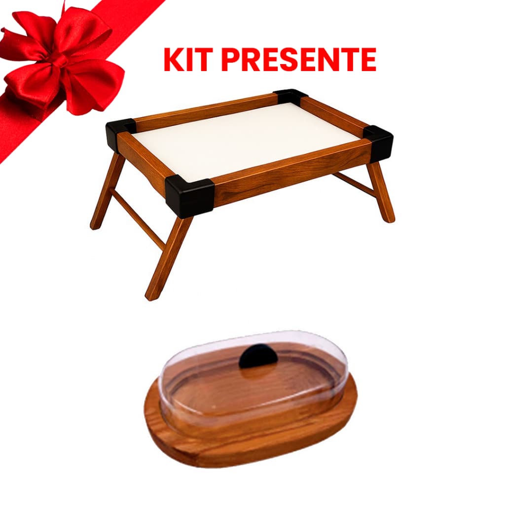 IMPERDÍVEL Kit Mesinha e Manteigueira de Madeira e tampa de Acrílico Rustica para café da manha