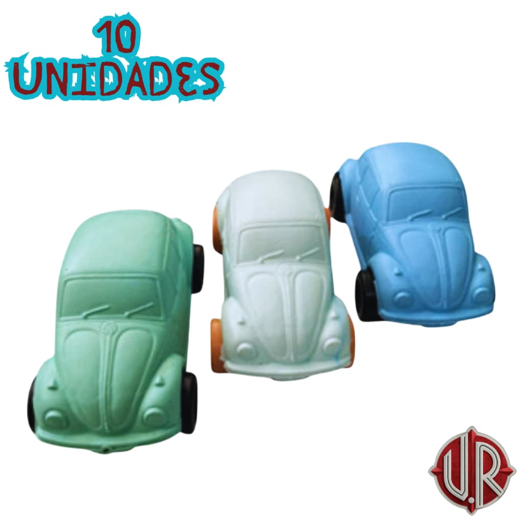 Kit c/ 10 Carrinhos FUSCA de Plástico Bolha Simples Retrô Fusquinha Presente Prenda Adultos e Crianças