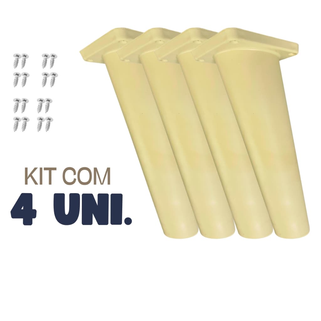 4 Pés Palito Retro Bege 15cm Para Móveis Rack Aparador