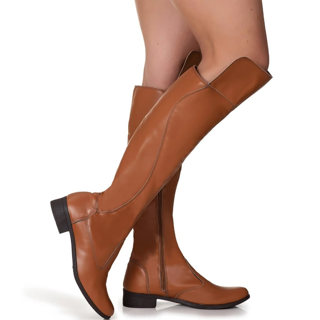Bota Feminina Cano Alto Over Em Cima Do Joelho Confortavél Leve