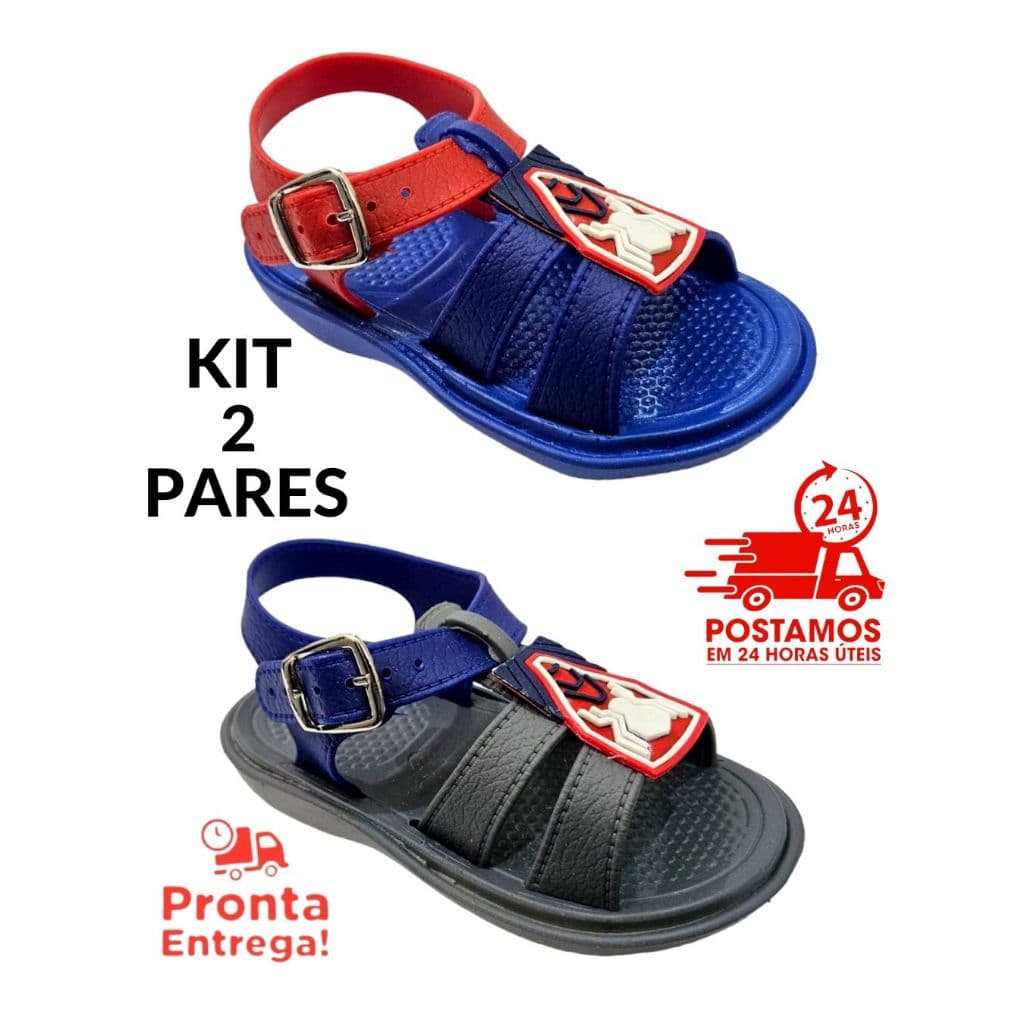 Kit 2 Pares Sandalia Baby Masculino Aranha Chinelo Menino Promoção