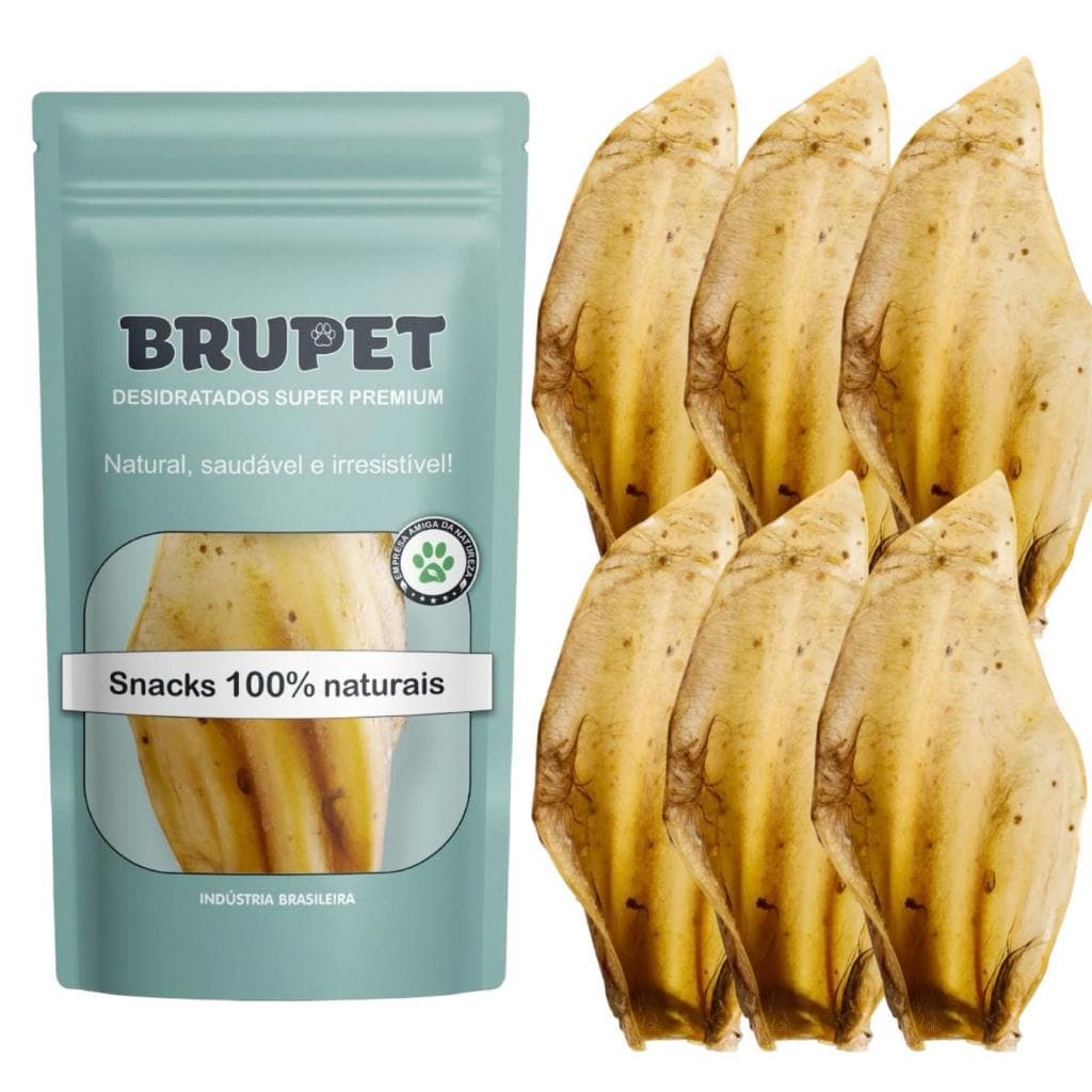 Kit 6 unidades Orelha Bovina Petisco 100% Natural Desidratada Premium para Cães cachorros Brupet