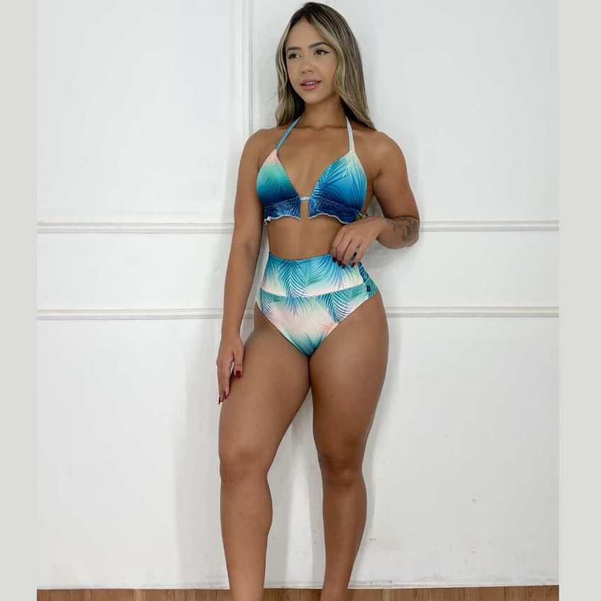 Biquini cortininha hotpant fio duplo com bojo praia piscina