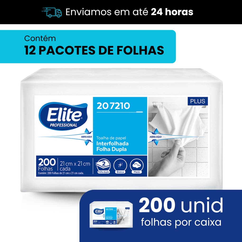 Papel Toalha FD Interfolha Plus Elite Professional - Caixa com 12 Pacotes
