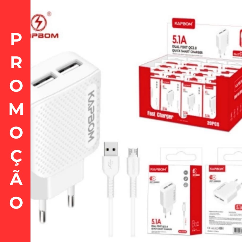 Carregador Turbo Turbo Rápido 3 Usb 5.1a Kapbom Original