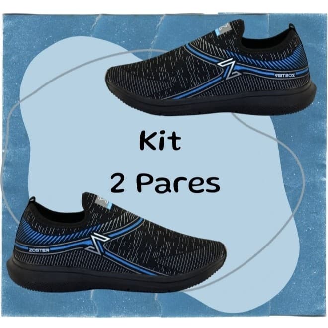 Kit 2 Pares Tênis Masculino Esportivo Nylon | Leveza e Conforto | 34 ao 43