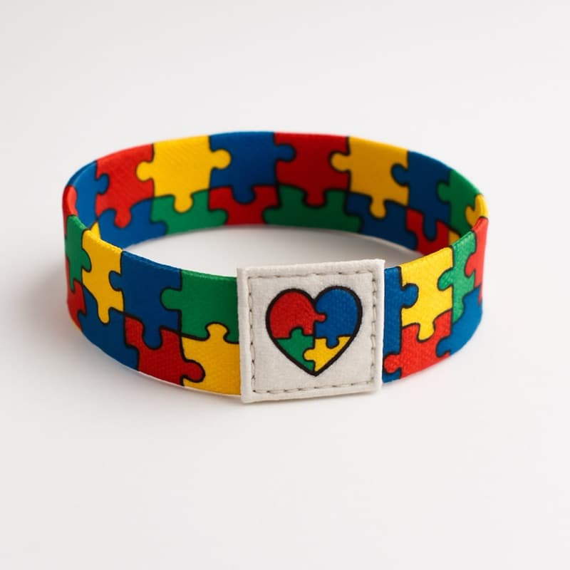 Pulseira Elástica Bracelete Autista TEA Adolescente Adulto Símbolo do Autismo