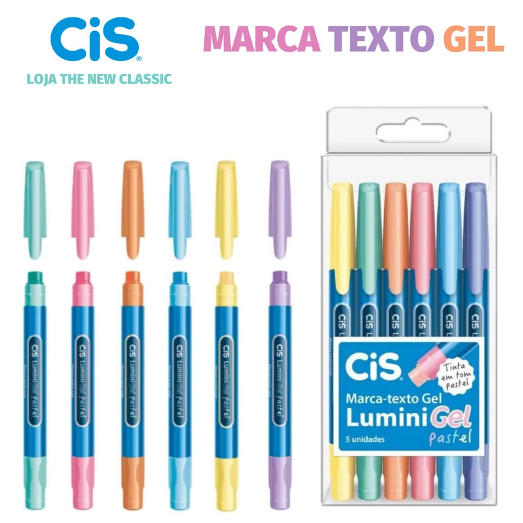 Marca Texto em Gel Cis Lumini Pastel Ideal p/ Bíblia e Vade Mecum Não Mancha verso - Kit ou unidade