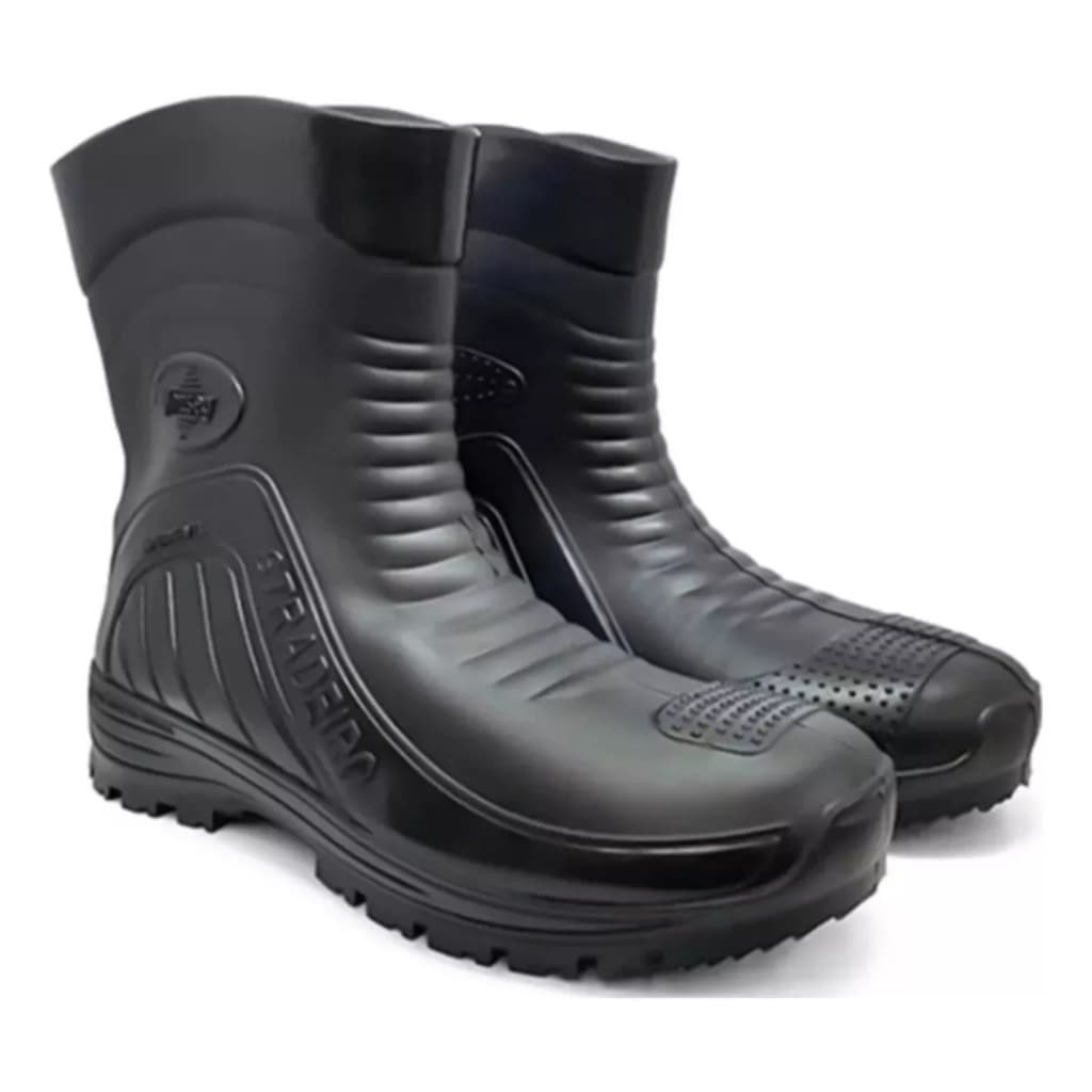Bota Botina Pvc 100% Impermeável Chuva Motociclista Motoqueiro Monseg Stradeiro *ENVIO IMEDIATO*