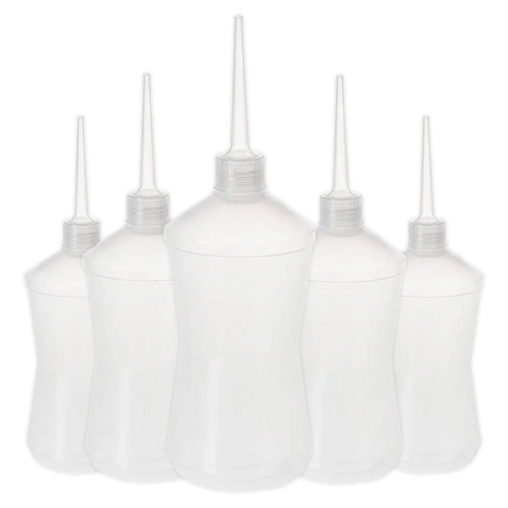 Kit 5 Almotolia Aplicador 500ml Frasco Pisseta Bico Reto Laboratório Medicina Diversos Tipos Líquido