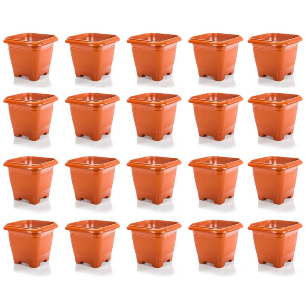Conjunto Vasos Plásticos 12cm Para Plantas e Flores Quadrado Pequeno Marrom Cerâmico 800ml