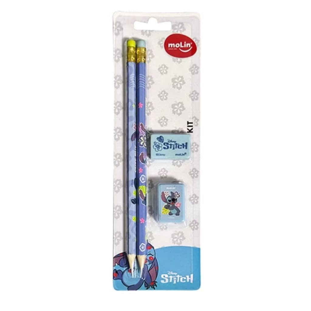Kit escolar Stitch Disney: Lápis, Borracha e Apontador ( original )