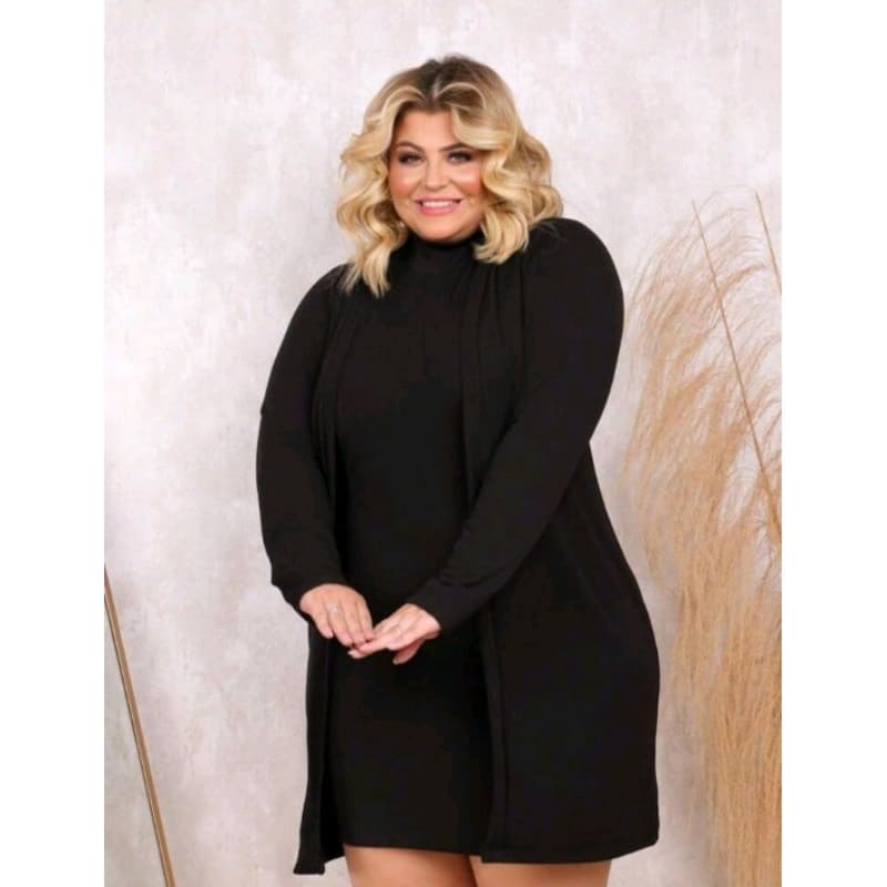 Conjunto Inverno Vestido Regata + Cardigan Lanzinha Plus Size