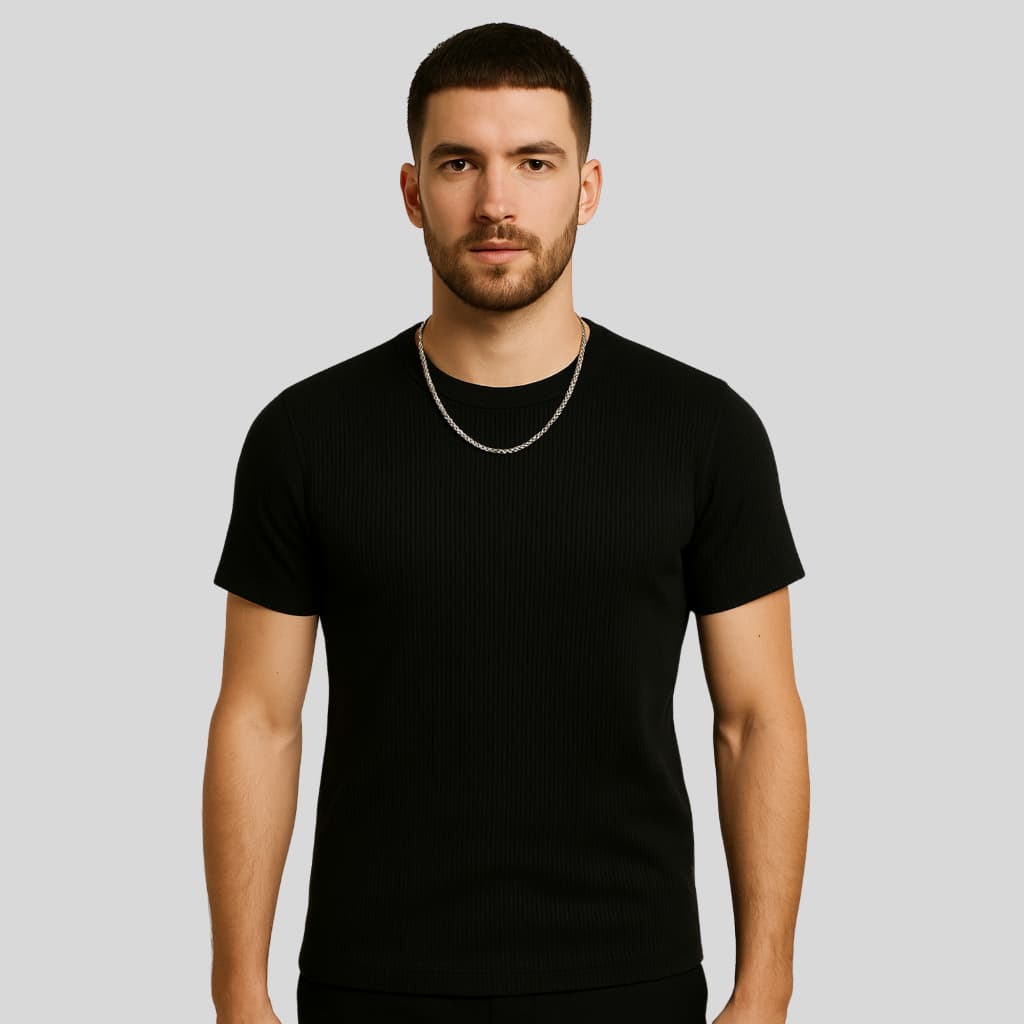 Camiseta Masculina Canelada Estilo Rapper Ajustado Conforto Premium Casual Academia e Streetwear