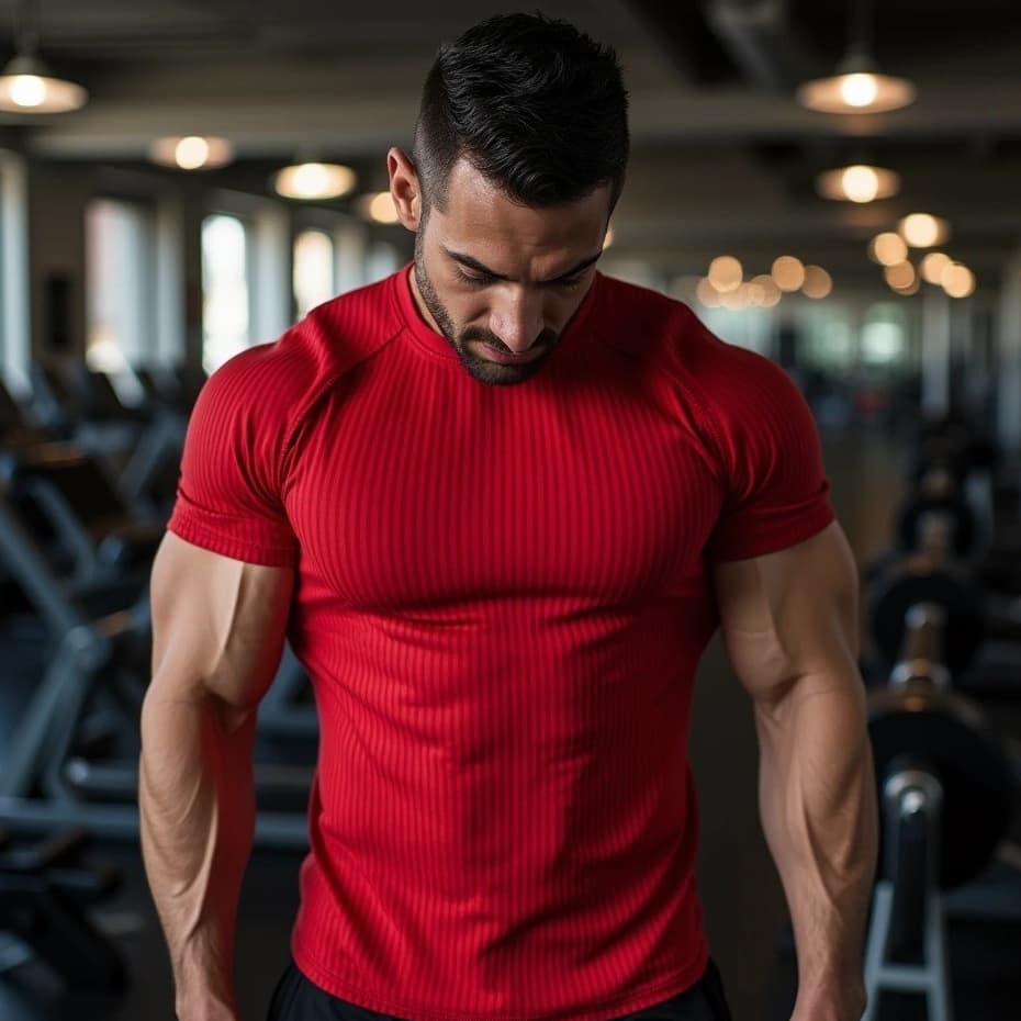 Camiseta Canelada Slim Fit Casual Estilo Americana