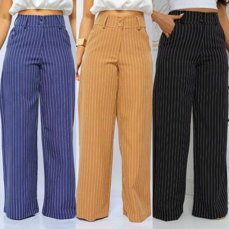 calça social pantalona listrado risca de giz alfaiataria