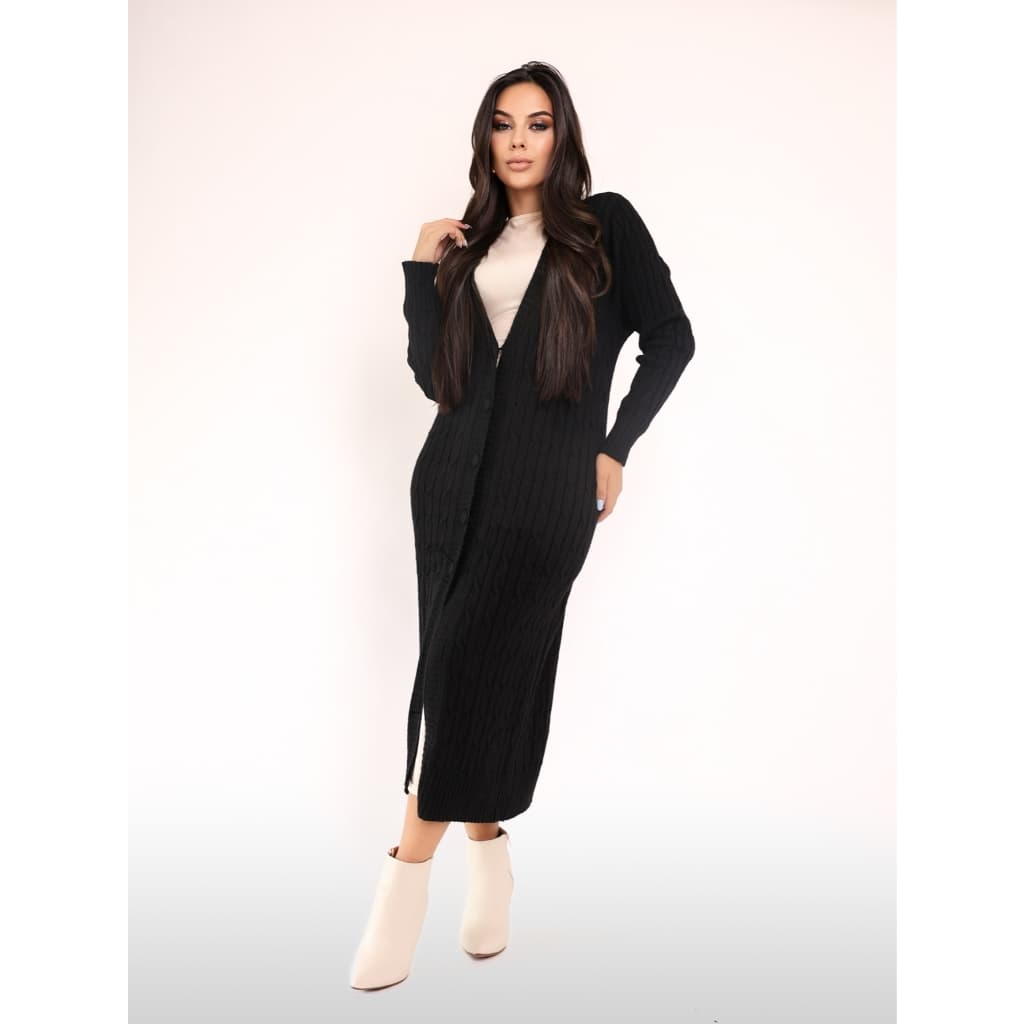Feminino de Tricô Manga Longa Trança Sobretudo Inverno Tecido Grosso casaco longo   C857