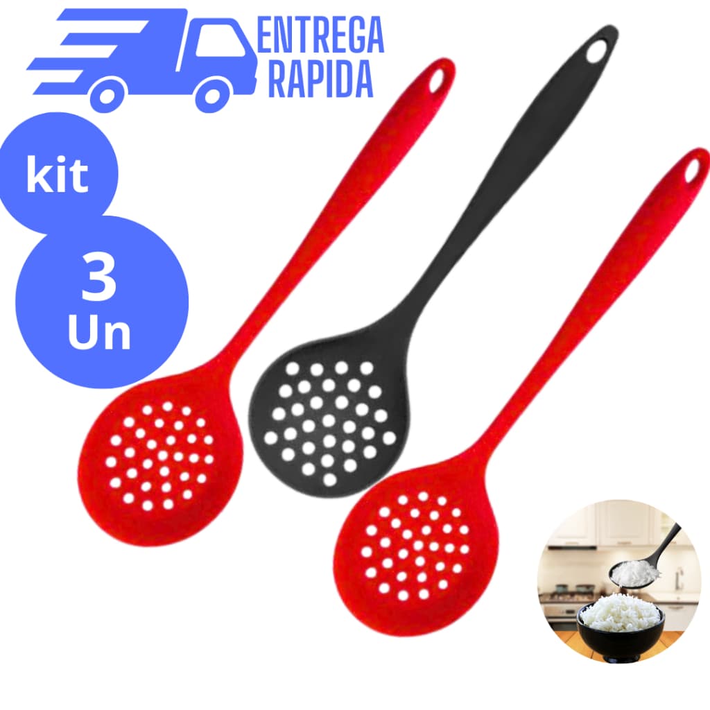 KIT 3 ESCUMADEIRA SILICONE 28,5 cm ESCUMADEIRA