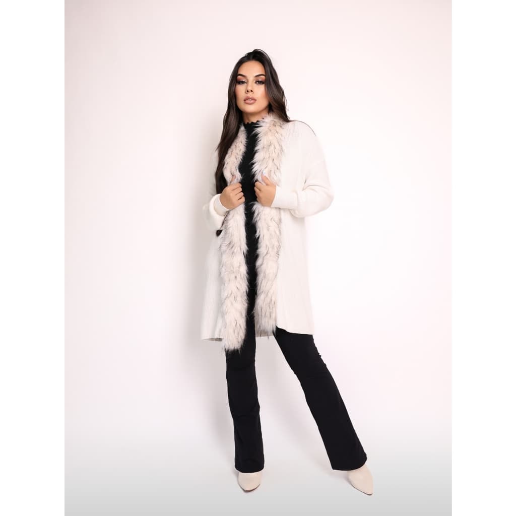 Jaqueta Feminina Premium em Algodão com Gola Peluda - Modelo Reto Elegante para Frio  C854