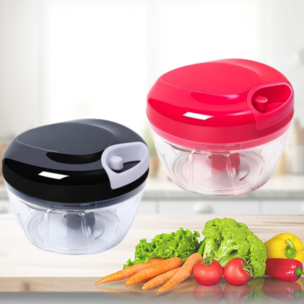 Processador Triturador Manual De Alimentos 500ml Com 3 Lâminas Triturar Legumes Temperos Alho Cebola