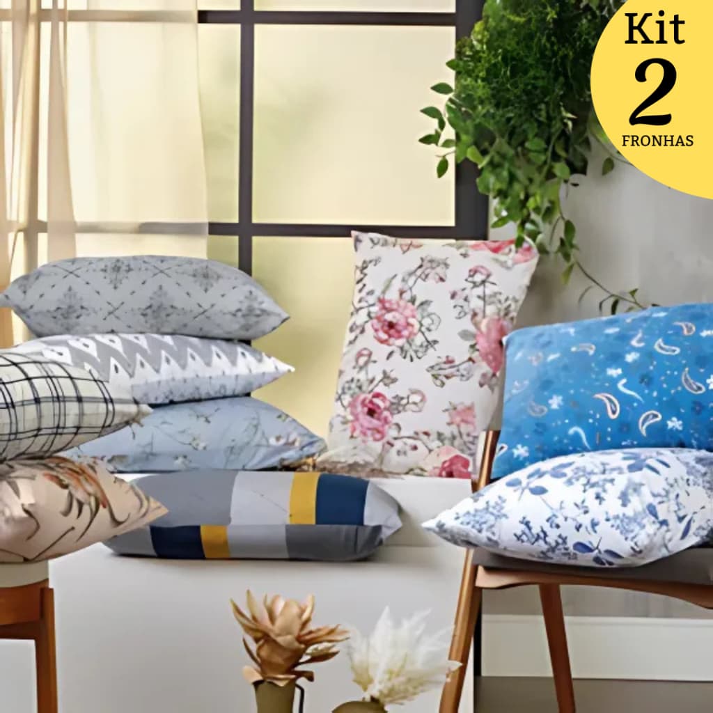 Kit 2 Fronhas De Malha 100% Algodão 50x70cm Estampada Penteado Diversas Estampas Travesseiro