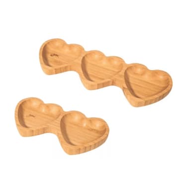 Kit Conjunto de 2 Petisqueira de Coração triplo e Petisqueira de Coração Duplo de Bambu Yoi