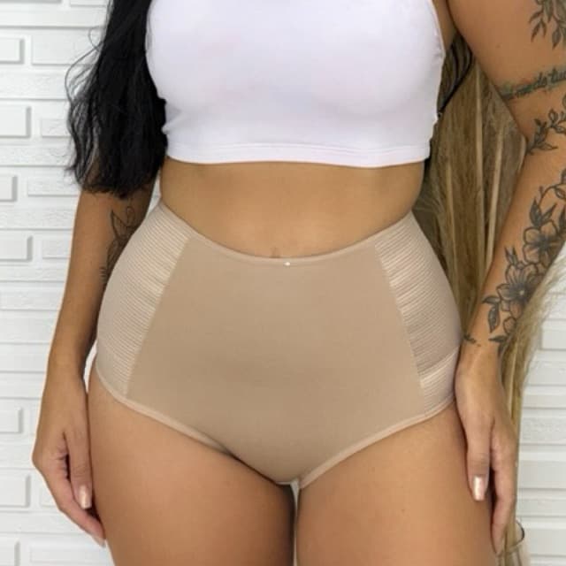 Kit 10 calcinhas cinta galena compressao conforto modeladora zero barriga basico preto nude dia a di