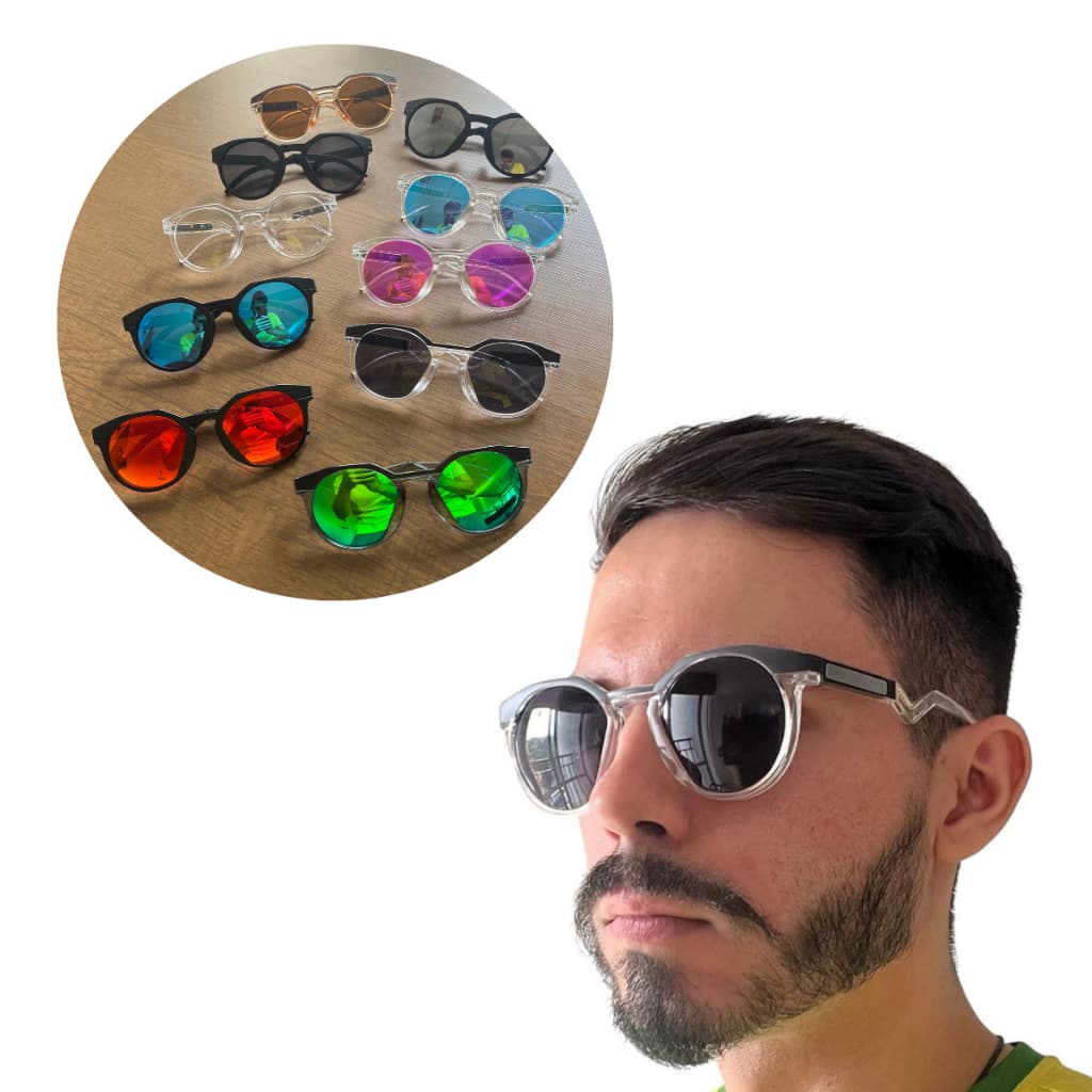 Óculos de Sol Redondo Estilo HSTN Vintage Retro Casual Luxo Proteção Uv400