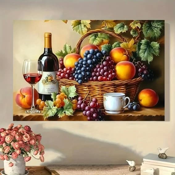 Quadro Decorativo Parede Cesta de Frutas Cozinha 1 Peça Decoração Paredes Sala Cozinha Quarto