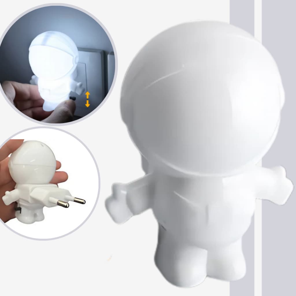 Luminária Luz Noturna De Tomada Astronauta Lâmpada Led Mini Abajur Parede Bivolt 110V 220V