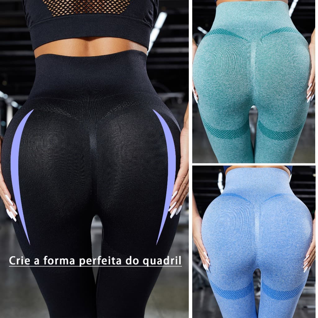 Calça de Yoga Feminina Cintura Alta Modeladora de Bumbum Antitransparente Respiravel
