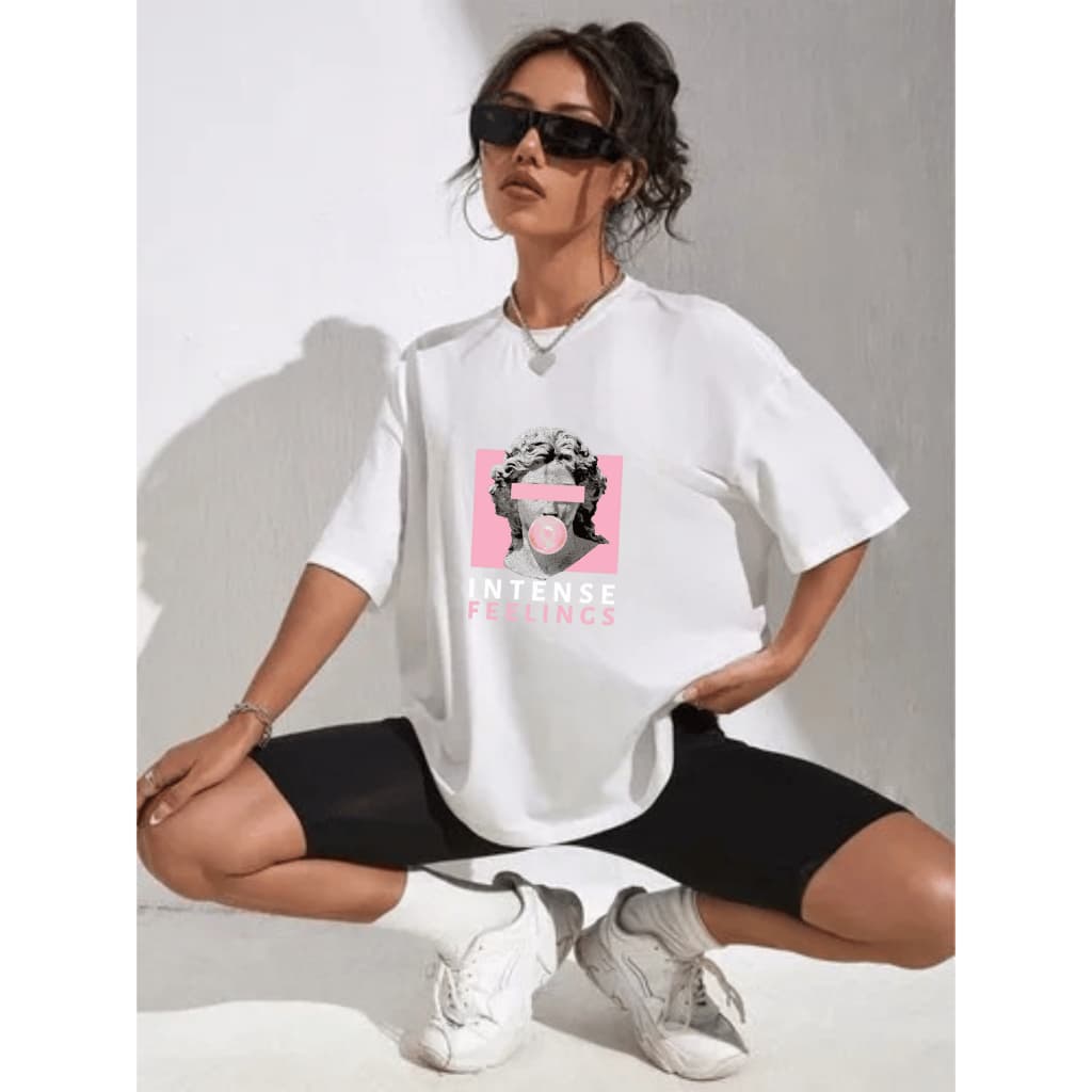 Camisa Camiseta Estampada Intense Oversized Feminina 100% Algodão Premium