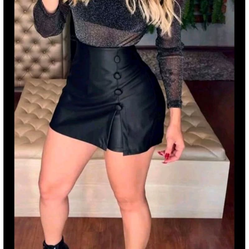 lançamento short saia couro fake inverno tendência moda