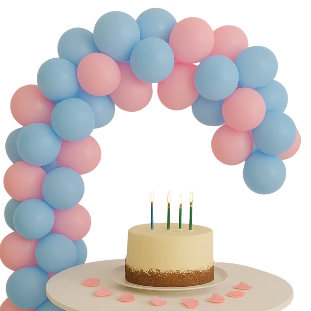 Kit Arco de Bexiga N6 Azul Claro e Rosa + Fita 5m Para Montagem de arco decorativo aniversário