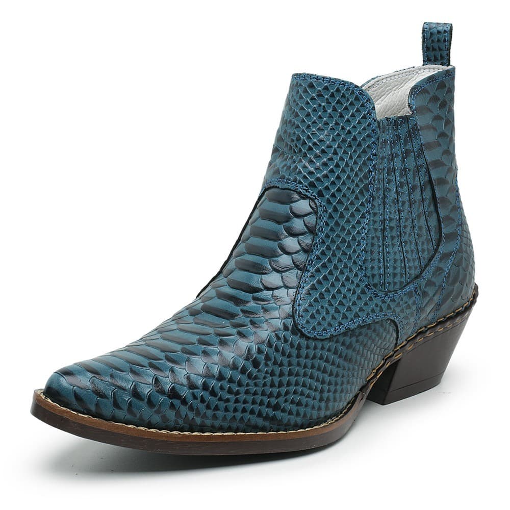Bota Cano Curto Country Masculina Escamada Couro Legítimo